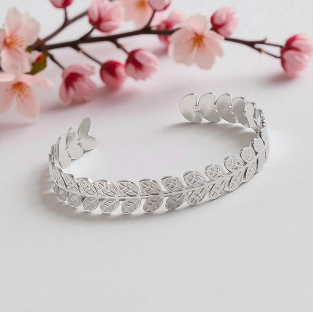 Bracelet HOSTOA jonc | Argenté en acier inoxydable 