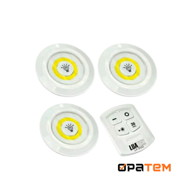 Kit 3 Lampadas Spot Led Luminaria Controle Remoto Sem Fio