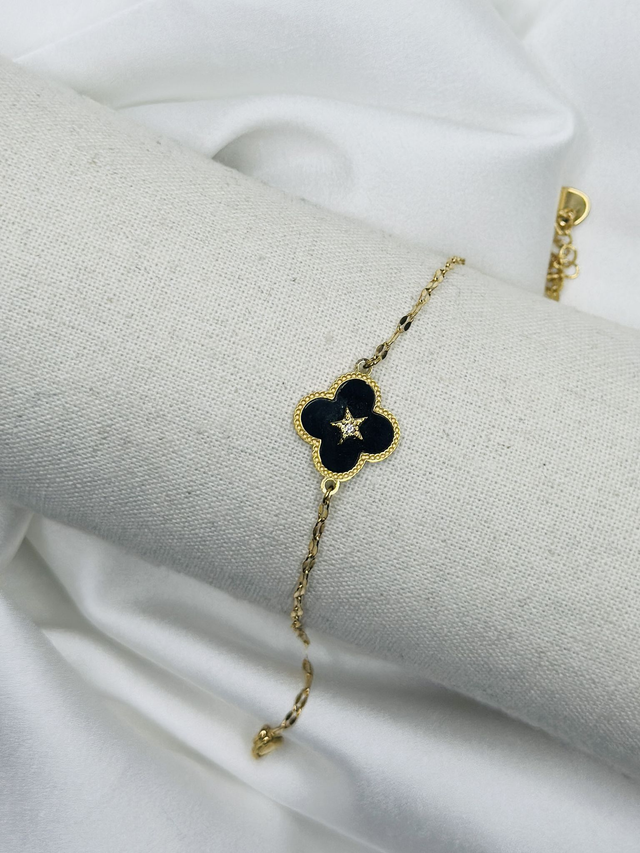 48-Bracelet fleur noire