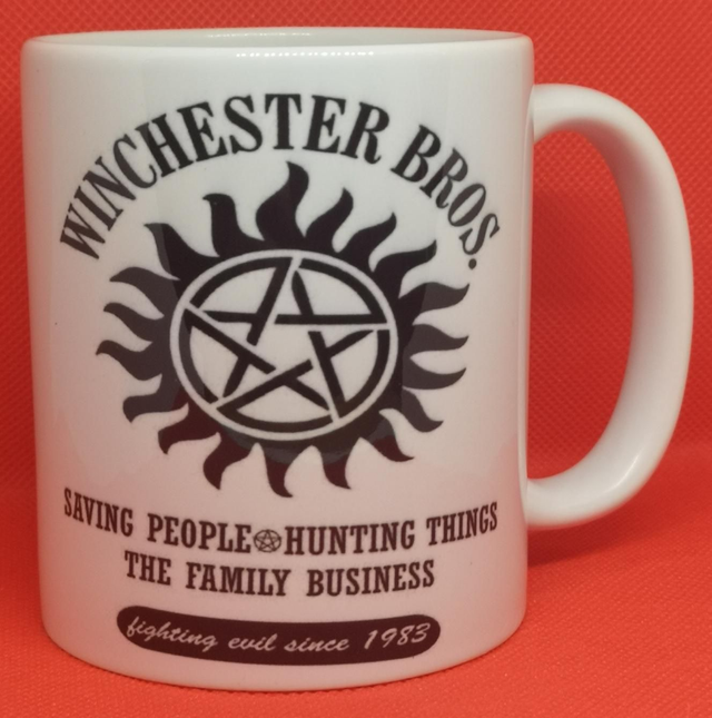 Custom Unofficial Printed Supernatural Winchester Brothers Logo Mug. 