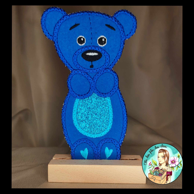 Marque page Ourson Bleu ventre pailleté