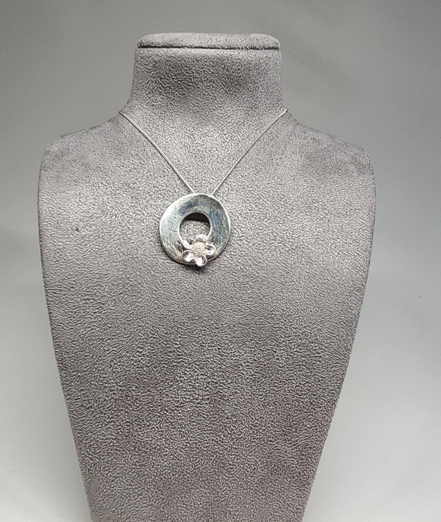 Flower ring fine silver pendant