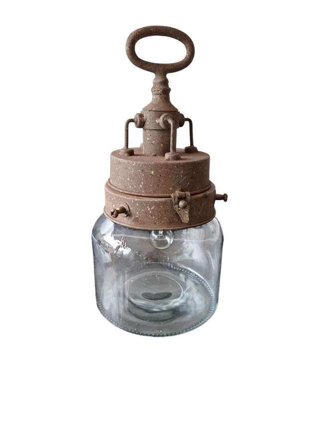 Lantaarn Vintage Glas-metaal 32 CM (Batterij)
