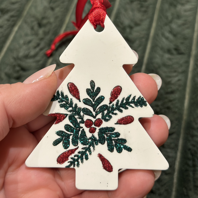 SET OF 4 BOTANICAL GLITTER BAUBLES