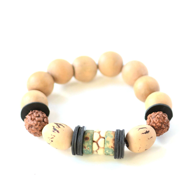 Bracelet Unisexe 100% recyclé - PERLES et CHAMBRE à AIR RECYCLÉES - Pièce Unique 