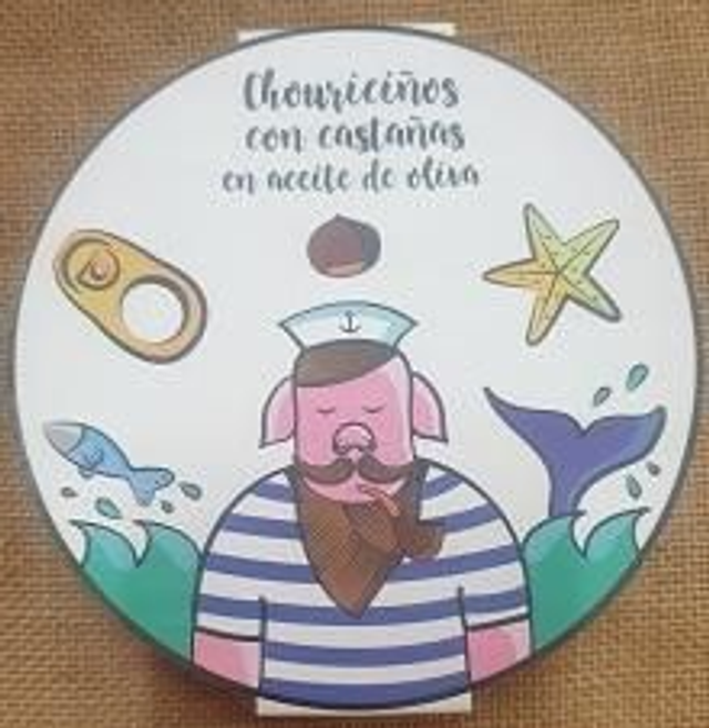 Chouriciños con Castaña en aceite de oliva.CASA DA AVOA