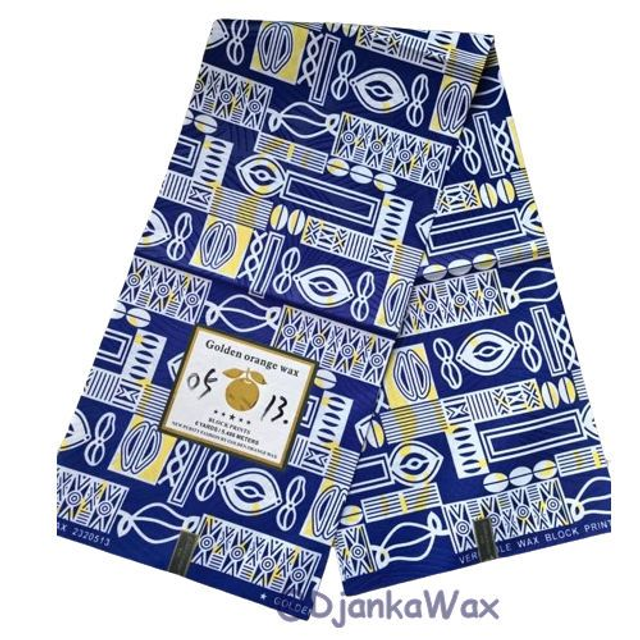 Coupon Tissu pagne wax africain Ndop Toghu bleu