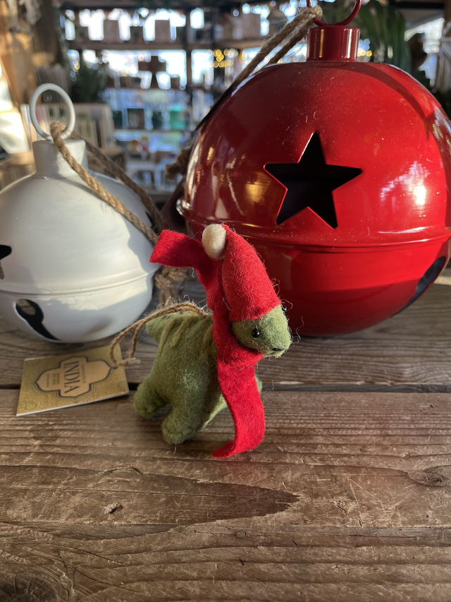 Felt Santa Dinosaur Hanging Decoration