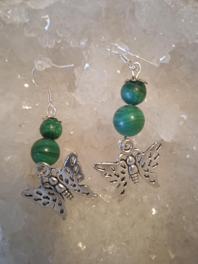 malachite (boucles d'oreilles "papillons") 