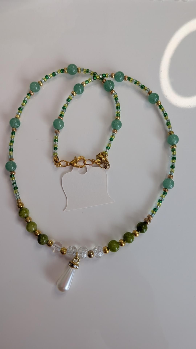 Green aventurine and peridot necklace