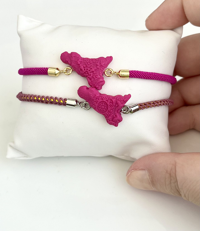 Bracciale Sicilia unisex con Maioliche in rilievo - Fucsia
