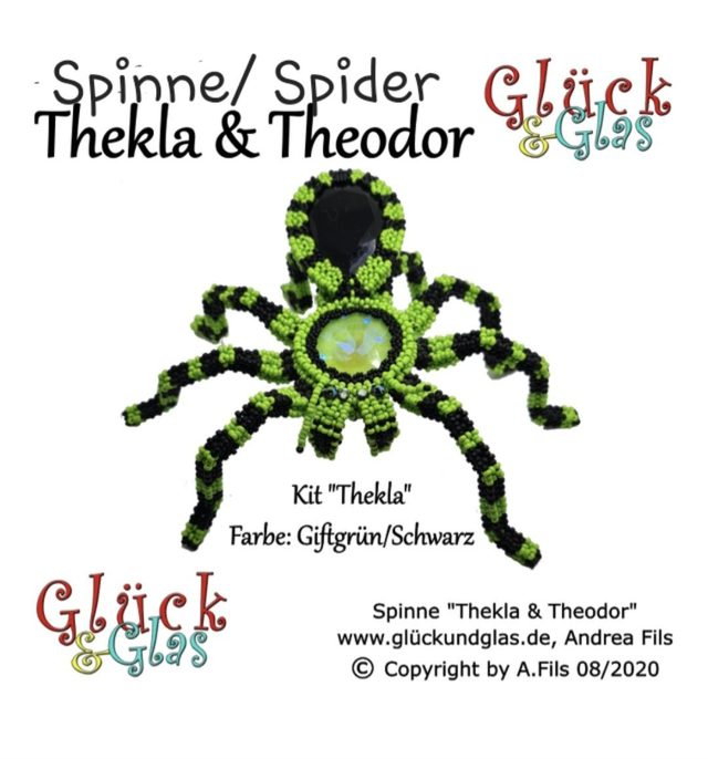 "Spinne Thekla & Theodor", Thekla Giftgrün/Schwarz