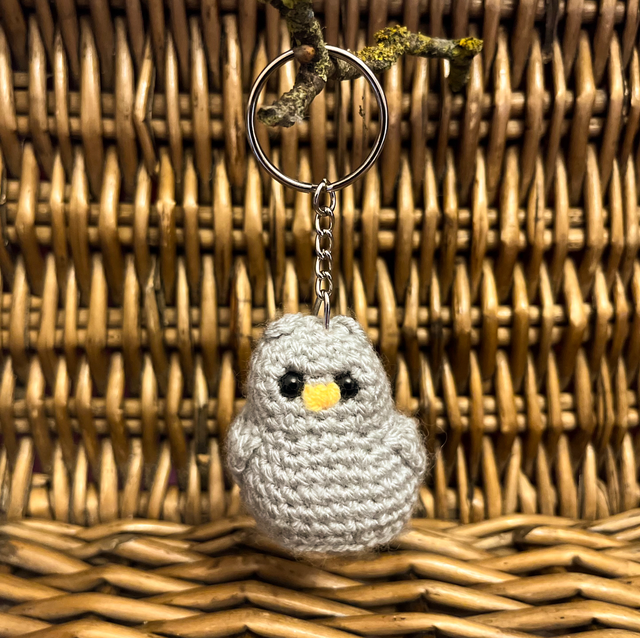 Crochet Owl Keyring  "Grey Owl"