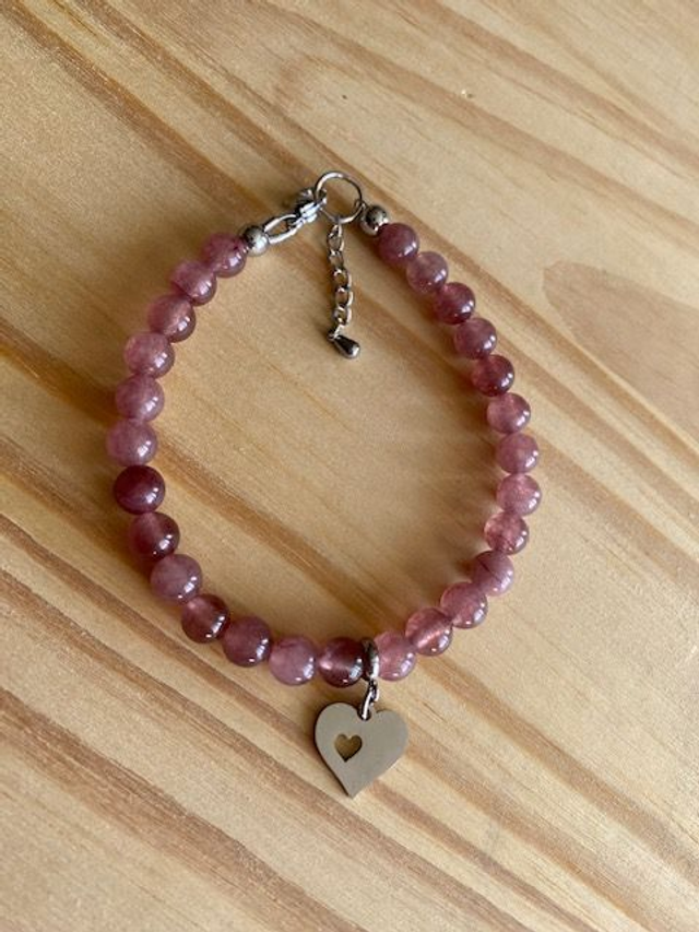 Bracelet Quartz Fraise Cœur Design - Bracelet Cable 6 mm