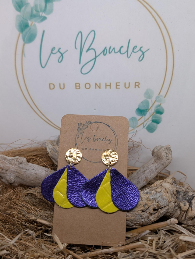 Boucles d&#039;oreilles Bella jaune violet pa012