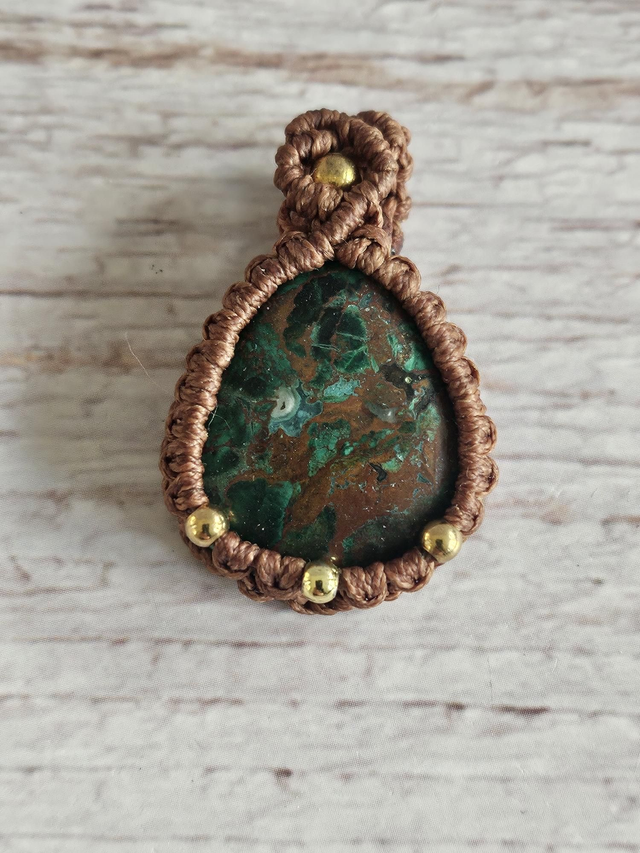 Pendentif macramé Azurite