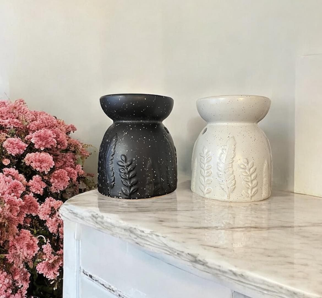 Ceramic Fern Embossed Tea Light Burner