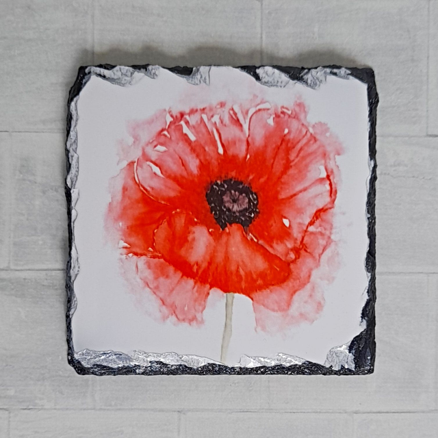 Slate Poppy Coaster