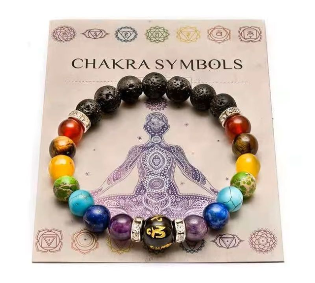 Bracelet 7 chakras avec carte de signification