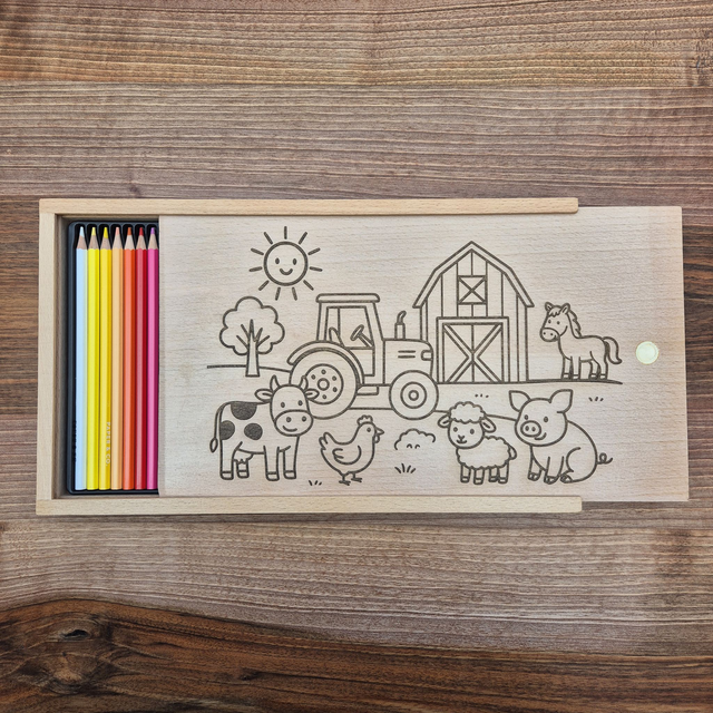 Farbstiftschachtel inkl. 40 Farbstifte Bauernhof
