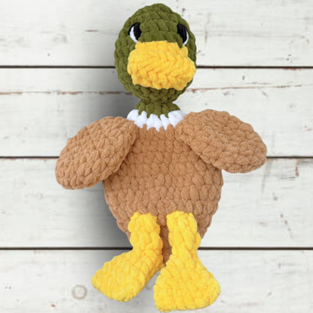 Crochet Snuggler Mallard Duck, ukca tested
