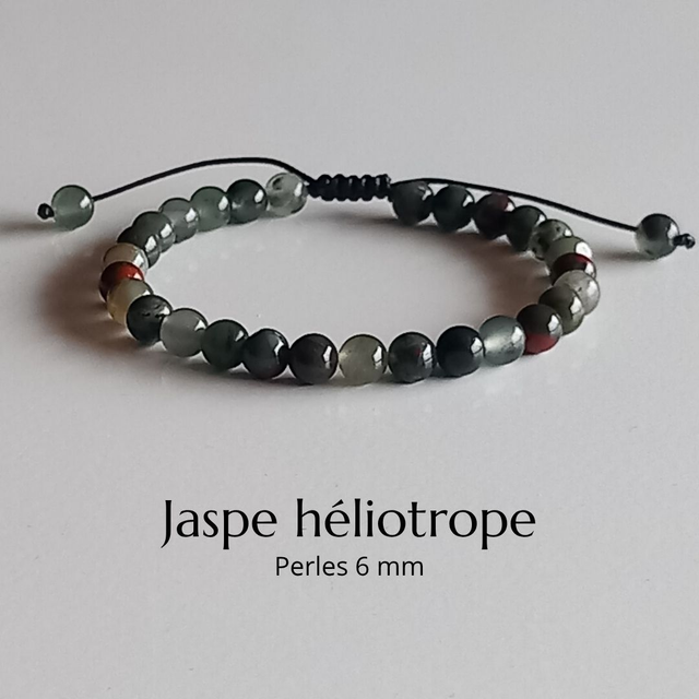 Bracelet ajustable en Jaspe héliotrope