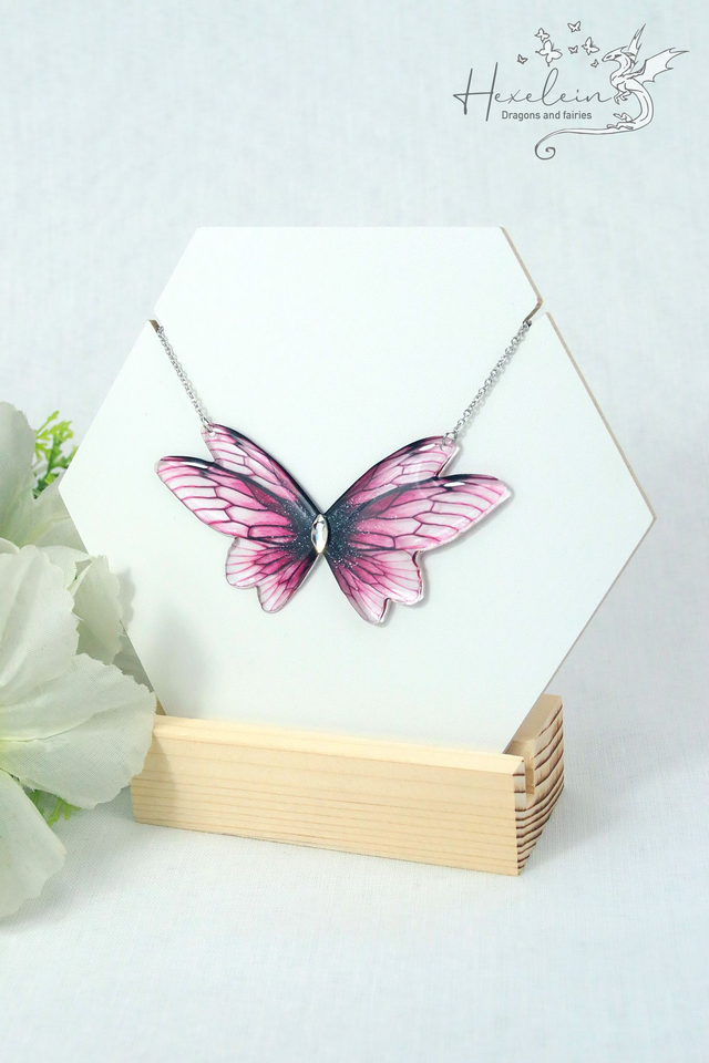 Crimson Dream Small Fairy Wings Necklace
