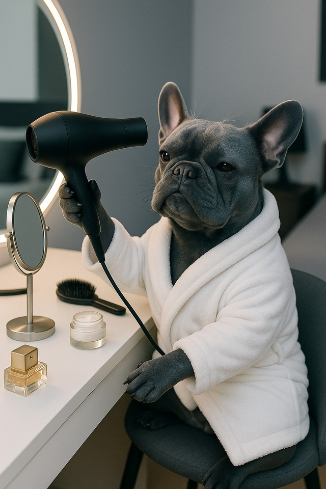 Frenchie Pampered Pooch framed canvas