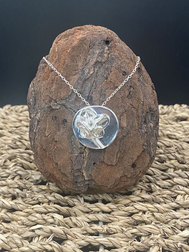 Fine Silver Hypericum Flower Pendant