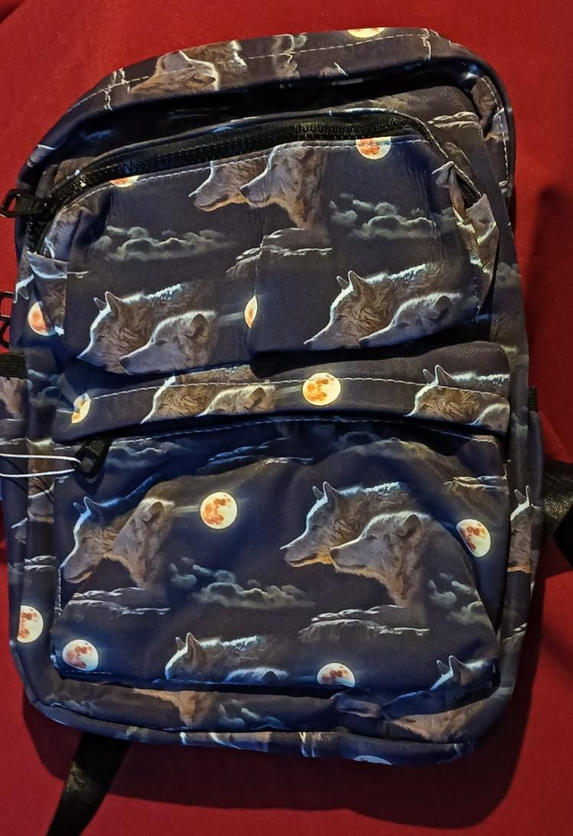 Twin White Wolf Backpack With Pencil Case 