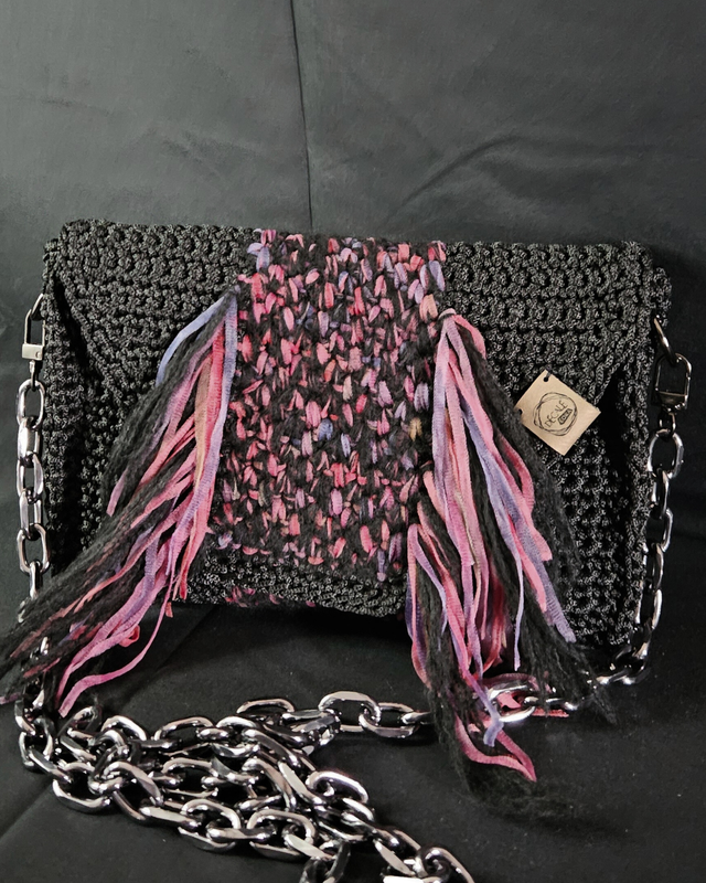 Sac bandoulière Amazone noir et bordeaux