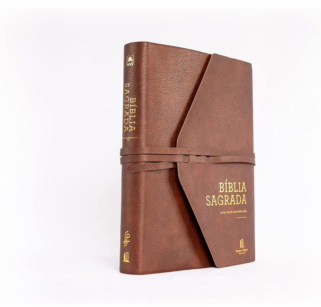 Bíblia NVI, Couro Soft, Marrom Artesanal, Espaço para Anotações, Leitura Perfeita