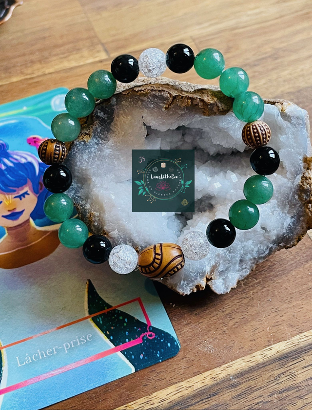 Bracelet en Aventurine - Onyx et quartz craquelé