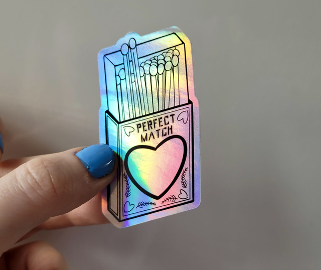 Perfect Match Holographic Vinyl Sticker – Tattoo-Inspired Alt Art