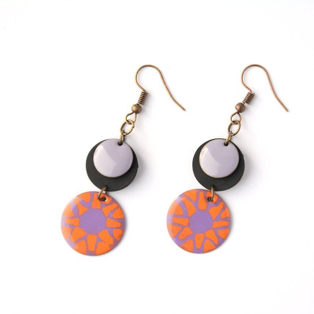 Boucles d&#039;Oreilles Upcyclées en Chambre à air Recyclée - Solaires 