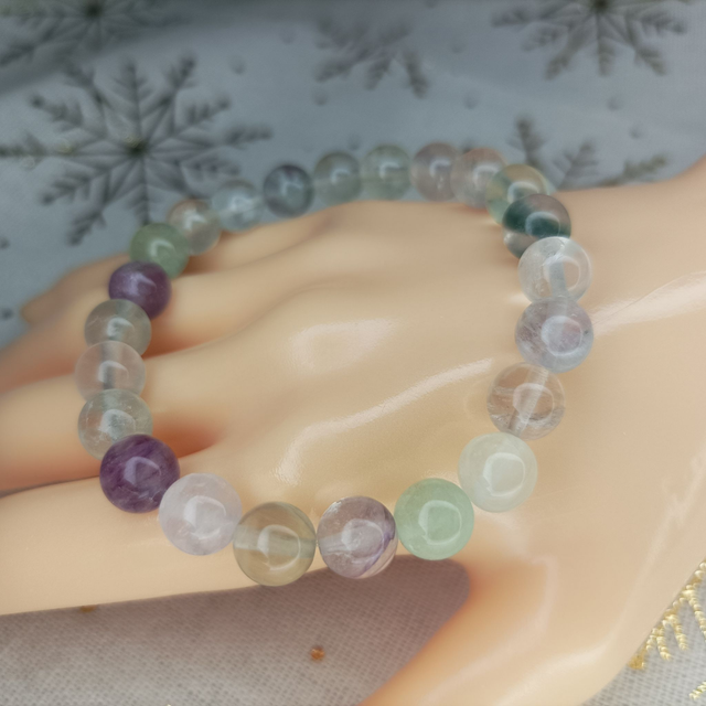 Fluorite / Bracelet Boules de 8 mm / Rondes et Polies en Pierres Naturelles