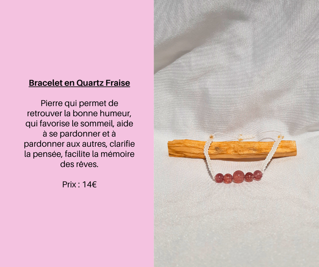 93- Bracelet en Quartz Fraise