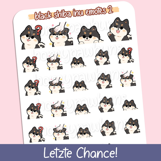 Schwarze Shiba Inu Emotes No. 2 Sticker Sheet - ST2320