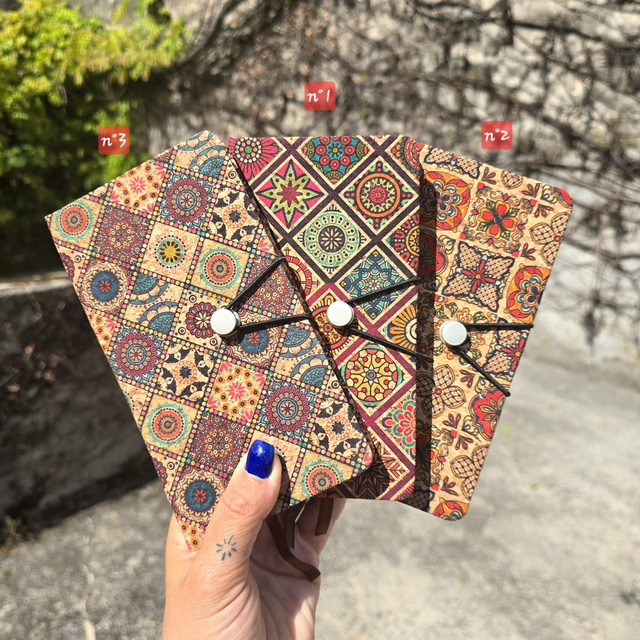 Carnet de notes journalier/agenda "Adria" allongé fourré de liège imprimé (3 à choix!)