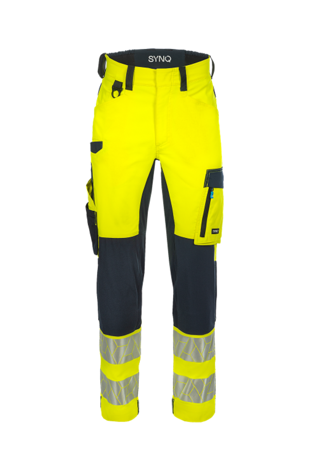 1A. SYNQ Warnschutz-Bundhose Leuchtgelb/Marineblau 746