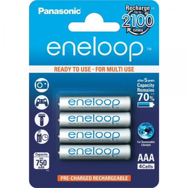 PANASONIC AAA ENELOOP 1.2 V 4 piles
