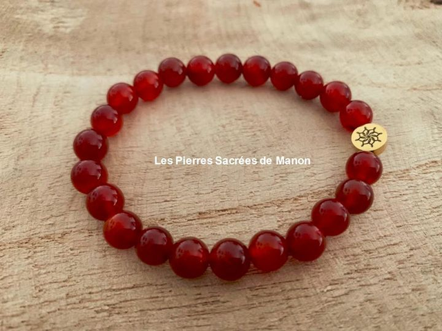 Bracelet Agate Cornaline - Perles de 8mm