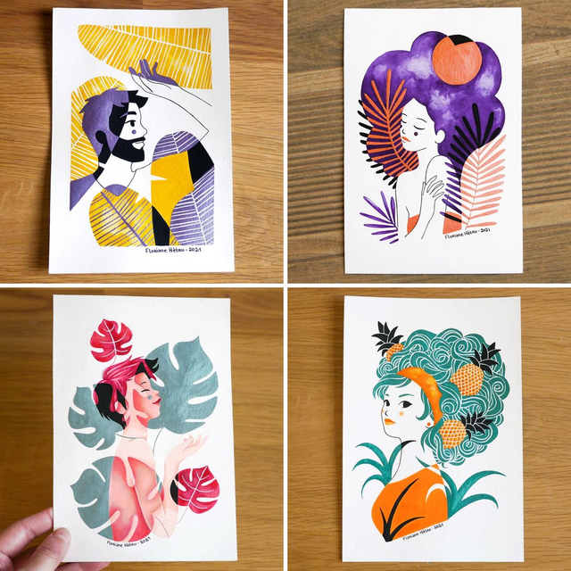 TROPICAL // mini originaux métallisés ✨ 14 x 21 cm