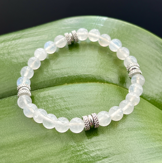 Bracelet en Pierre de Lune Bleutée