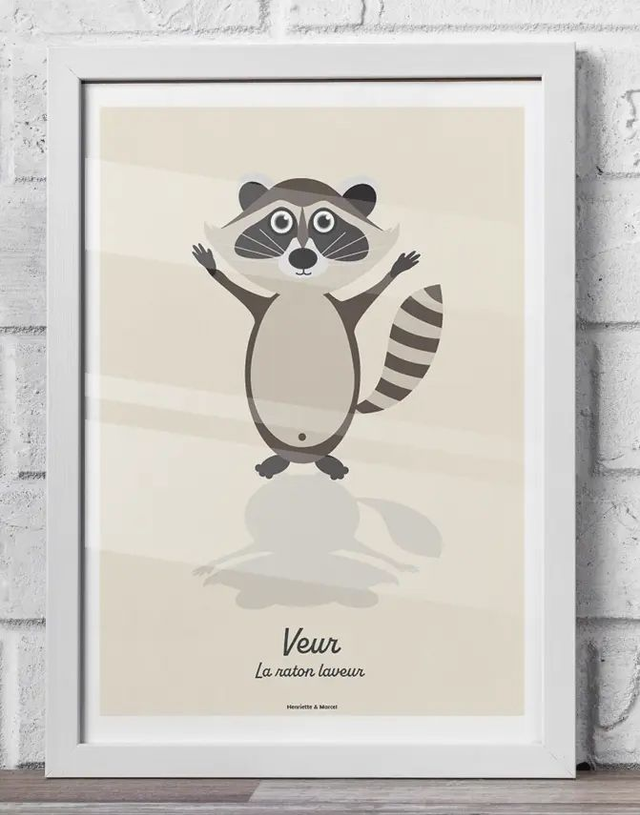 34 - Affiche enfant raton laveur