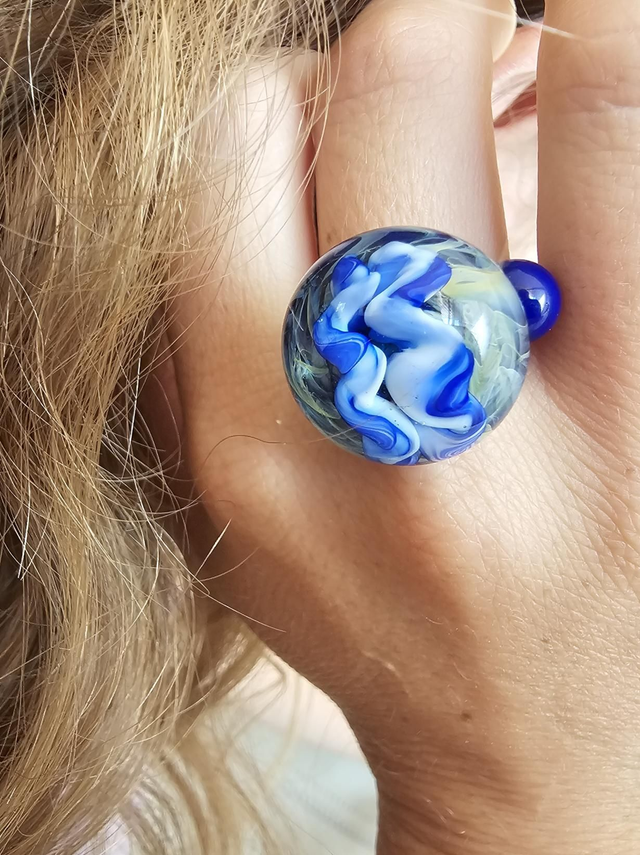 Bague bénitier. Verrerie d'art 