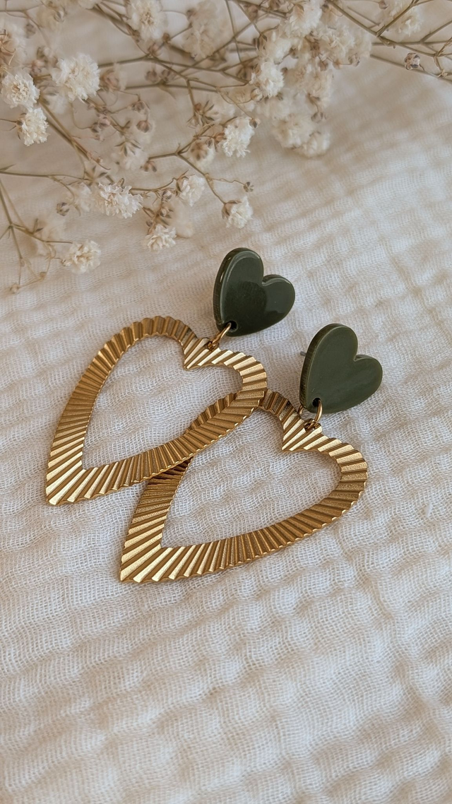 Boucles d'oreilles THELMA vert kaki