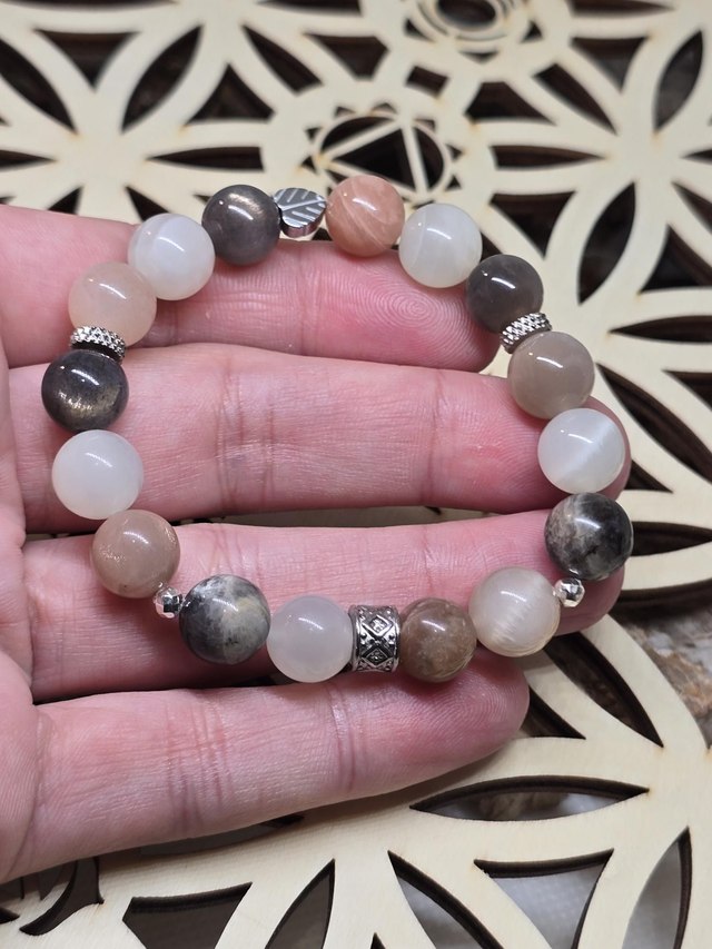 Bracelet Pierre de lune multicolore 1 cm