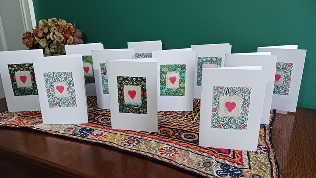 William Morris Hand Stitched Heart Cards