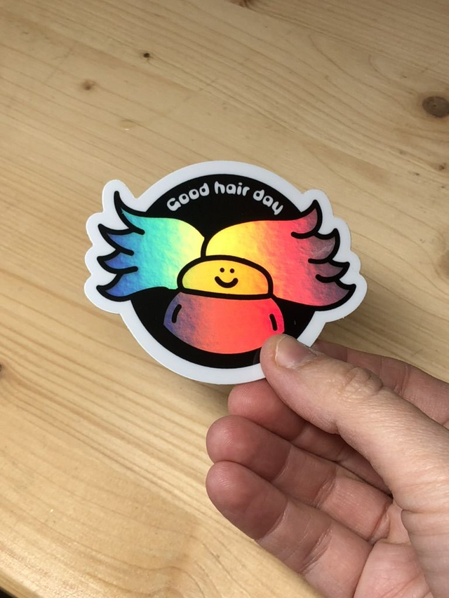 Good Hair Day Holographic Sticker - Fun Friendship Gift - Laptop Decal
